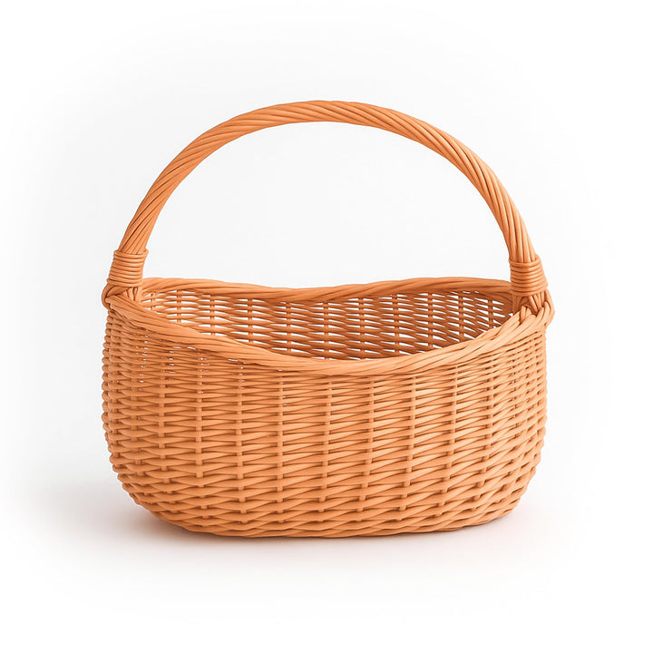 Weidenkorb Einkaufskorb geflochten 40 x 35 x 24 cm Naturbraun Tragekorb mit henkel, Picknickkorb, Pi