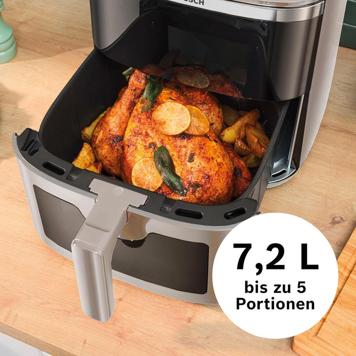 Bosch Heissluftfritteuse Serie 6, XXL Air Fryer, creme, 7,2 L Fassungsvermögen, beleuchtetes Sichtfe