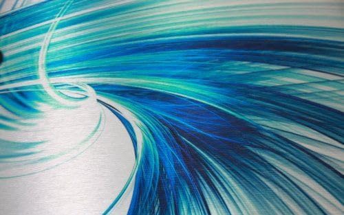 Kreative Feder „Abstrakt blau“ - Designer-Wanduhr aus gebürstetem Aluminium in Zwei Grössen mit leis
