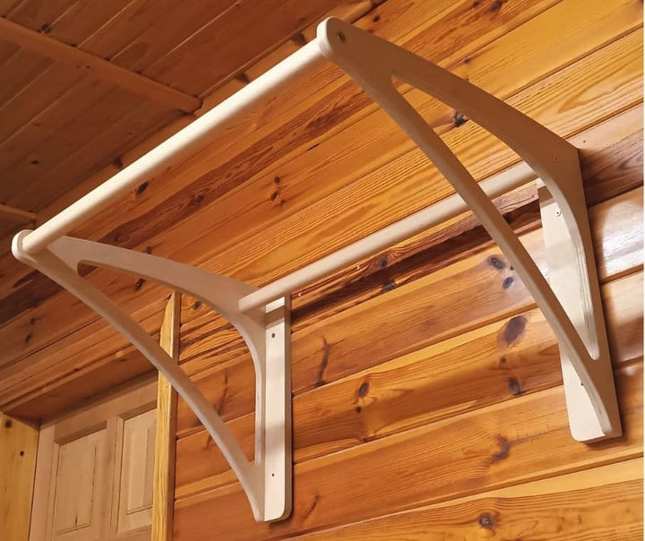 Robuste Klimmzugstange für die Wandmontage, 82 cm, aus Holz, breit, stabil – ideal für das Training