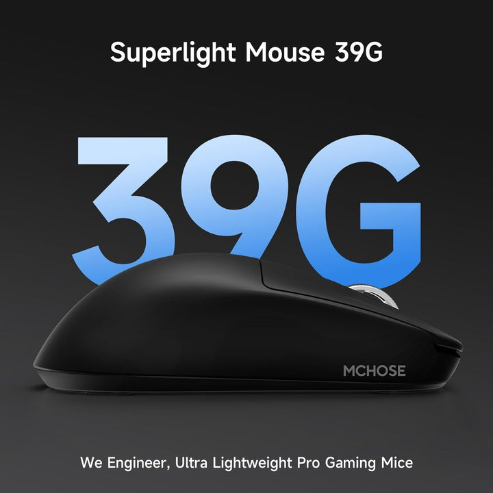 MCHOSE L7 Leichte 39 g Gaming-Maus mit Benutzerdefiniertem 8K-Ultraschnell-Funkempfänger, 26000 DPI,