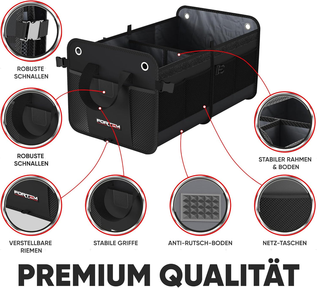 FORTEM Kofferraum Organizer, Kofferraumtasche, Zusammenklappbarer Auto Organizer Kofferraum mit Fäch