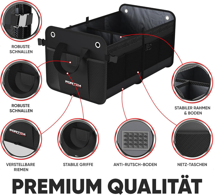 FORTEM Kofferraum Organizer, Kofferraumtasche, Zusammenklappbarer Auto Organizer Kofferraum mit Fäch