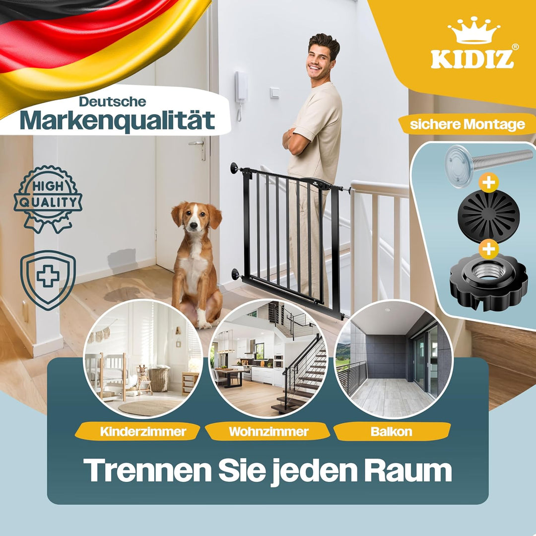 KIDIZ® Türschutzgitter Absperrgitter Treppengitter Kindergitter | Gitter Haustier | ohne Bohren | be