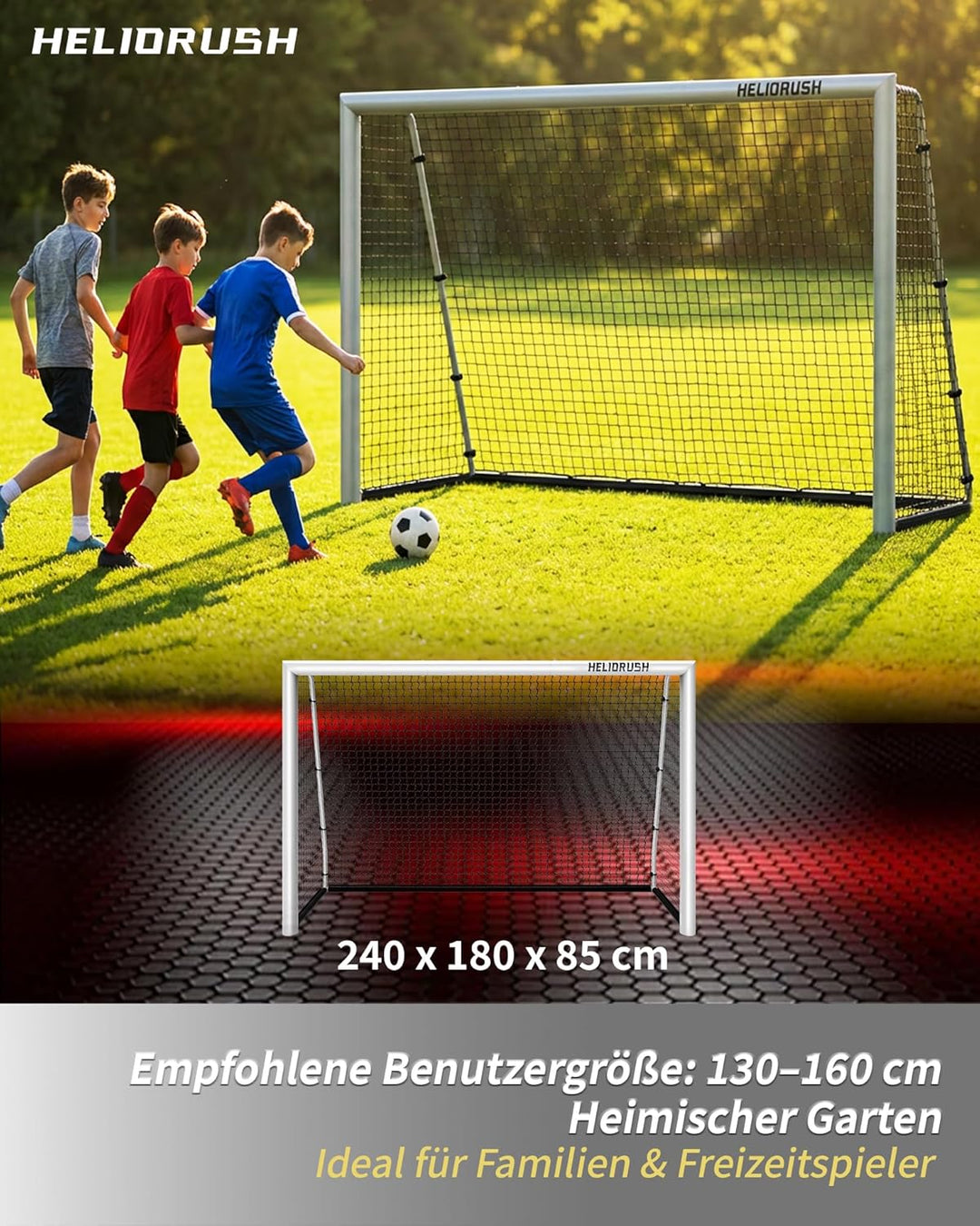Fussballtore für Garten Kinder -180/240/300cm aus hochwertigem 304 Edelstahl, Wetterfestes & Robuste