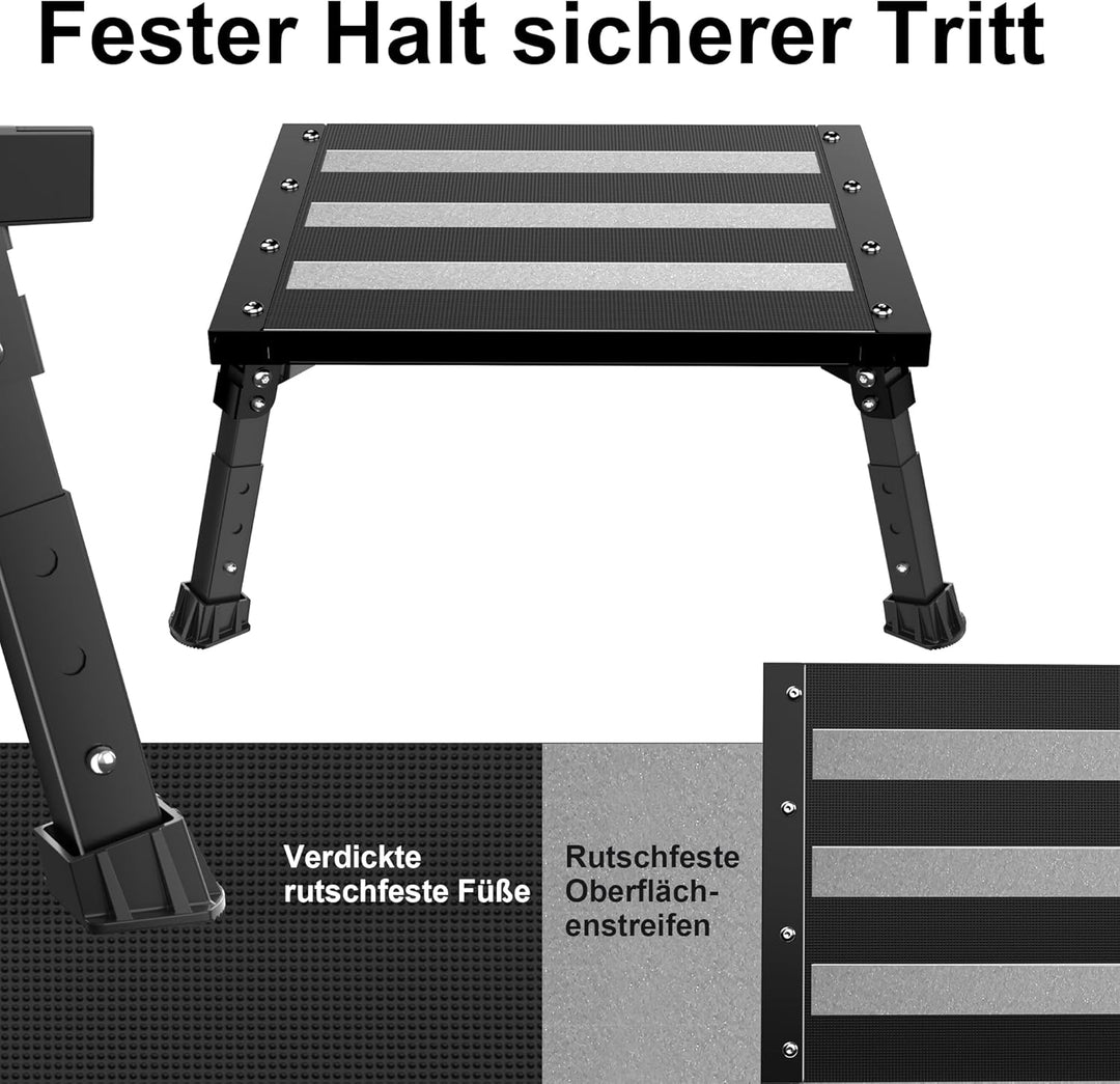 ILOKNZI Aluminium Klapptritt Wohnmobil Tritthocker 1 Stufe Max Belastung 220 kg für Camping/Autowäsc