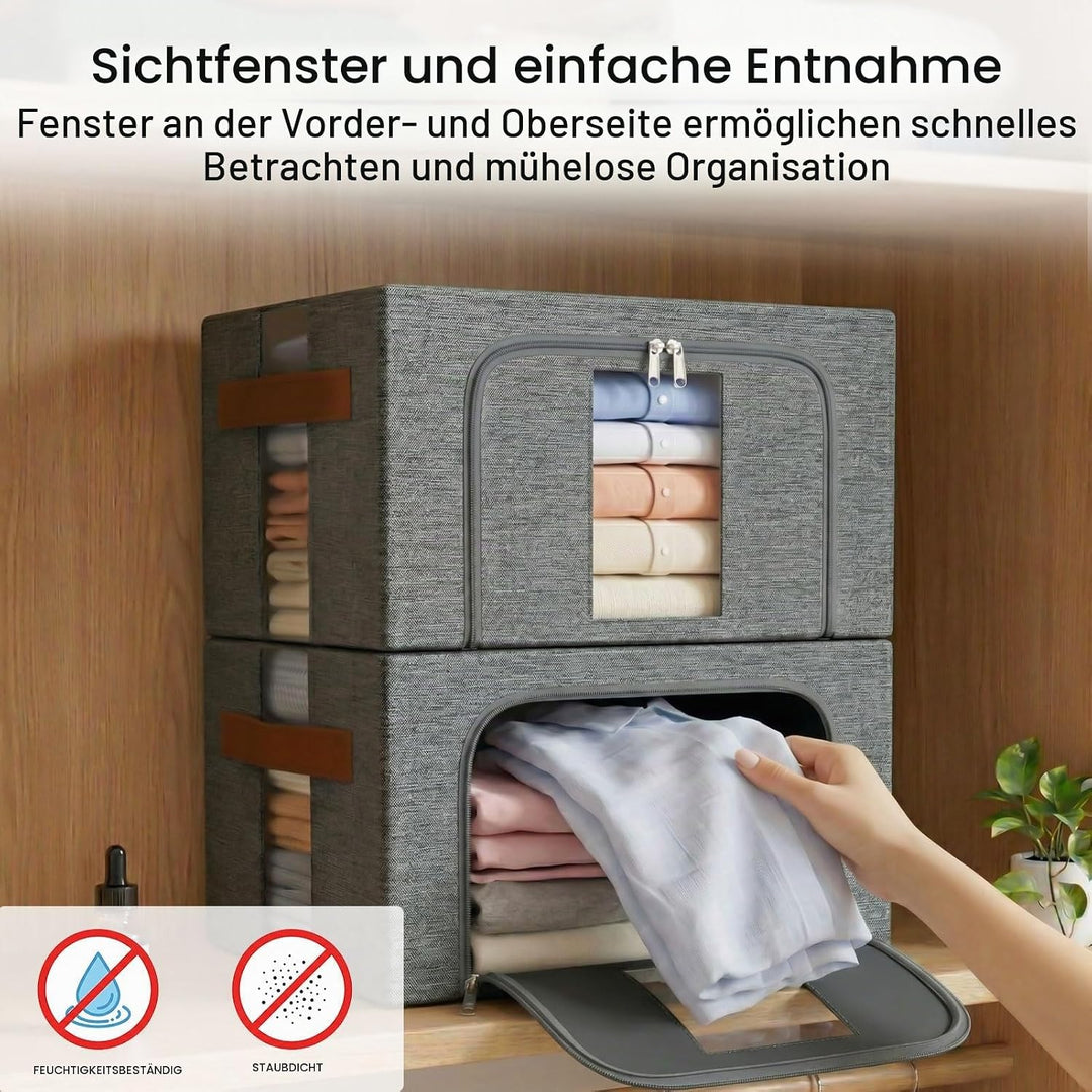 Kleidung Aufbewahrungstasche Faltbar Metallrahmen: Stapelbare Aufbewahrungsbox mit Deckel für Kleide