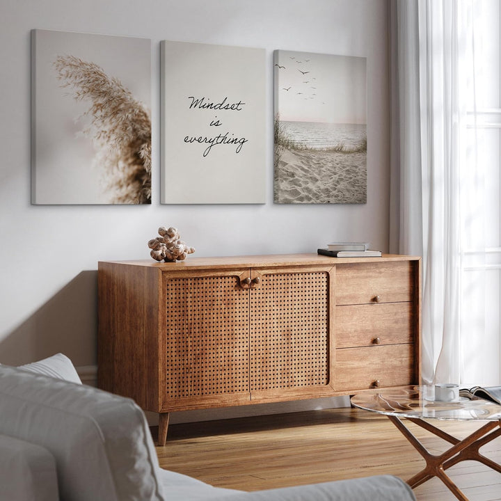 Muralo - Wandbilder Set - Leinwand Bilder Set Aufhängefertig in Boho Stil - das Leinwandbilder Set -