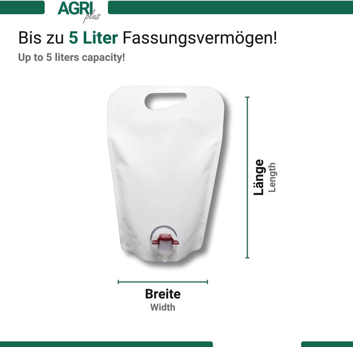 AGRI plus Standbeutel 20 Stück 3,0 Liter weiss | Anzahl und Grösse wählbar | Bag in Box Beutel 0,75-