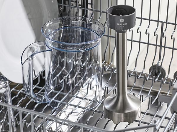 Kenwood Triblade XL HBM60.307GY Stabmixer inkl. Schneebesen, Messbecher, Kartoffelstampfer & Zerklei