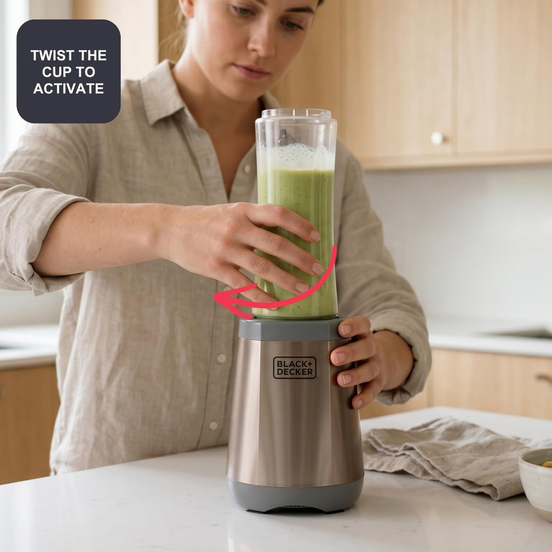 Black+Decker - Personal-Mixer 500W | 600 ml To-Go-Becher | 4x Edelstahlmesser 304 | Eis crushen | Sp