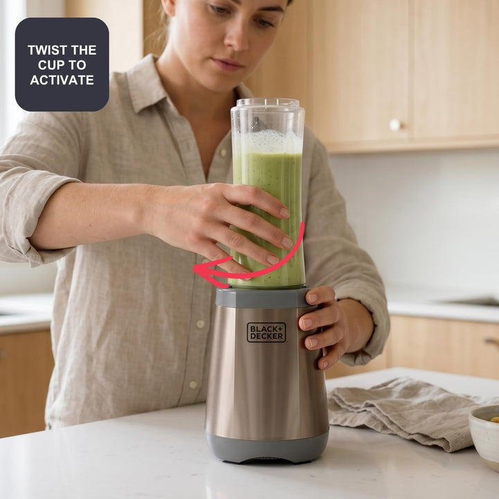 Black+Decker - Personal-Mixer 500W | 600 ml To-Go-Becher | 4x Edelstahlmesser 304 | Eis crushen | Sp