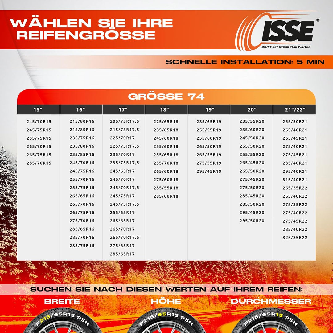 Isse ISSEC50074 Schneekette Textil Auto Super T74, SUPER T74