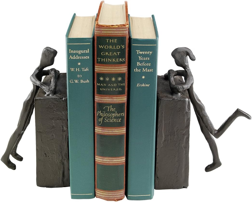 Design Toscano Über dem Buchregal, Figuren aus Eisenguss