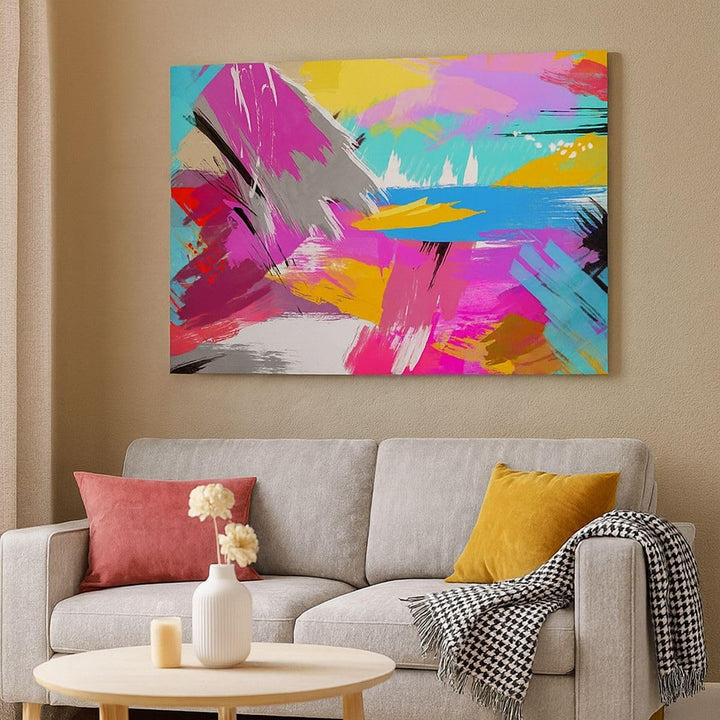 Bilder auf Leinwand 100x70cm Leinwandbild mit Rahmen Abstraktion modern Gross Wanddeko Bild Schlafzi