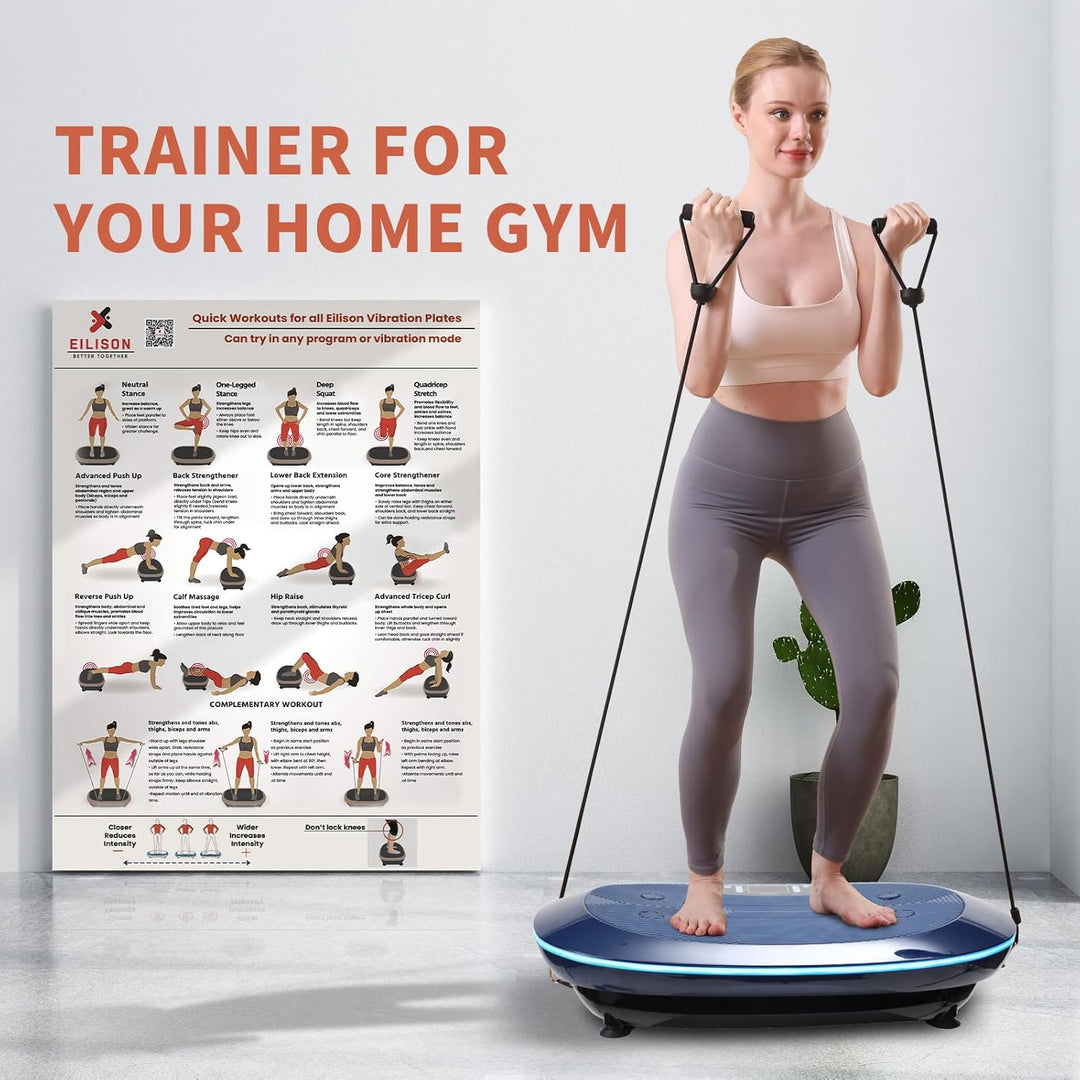 Eilison Ganzkörper-Vibrationsplatten-Workout-Poster – Umfassende Vibrationsplatte Übungsmaschinen-Di