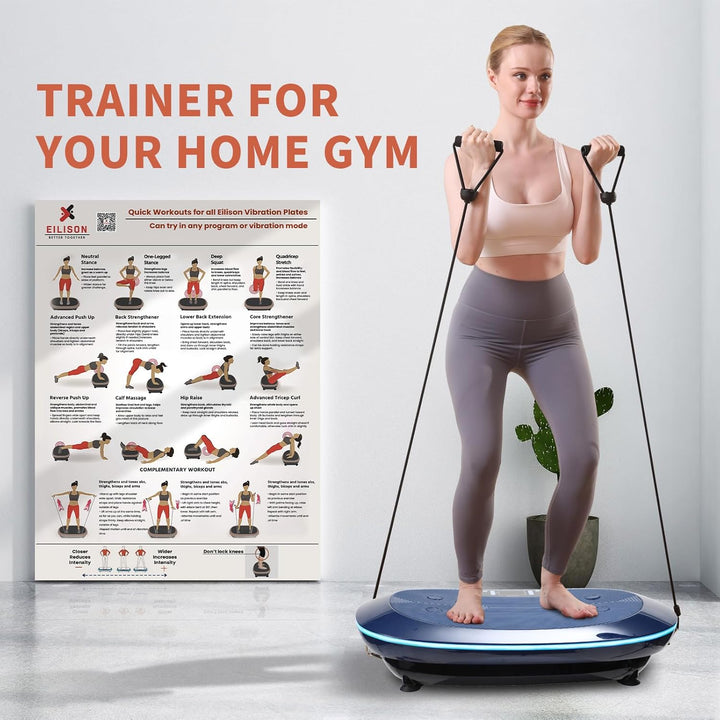 Eilison Ganzkörper-Vibrationsplatten-Workout-Poster – Umfassende Vibrationsplatte Übungsmaschinen-Di