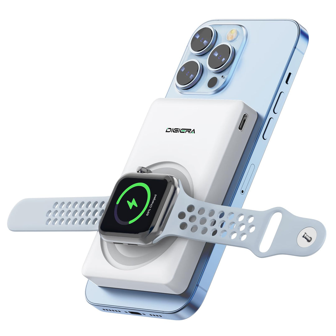 DIGIERA Dual Magnetic Power Bank, 5000 mAh magnetisches tragbares Ladegerät, DGPB301 PD 15 W kabello