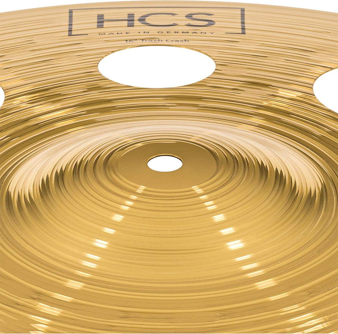 Meinl Cymbals HCS Trash Crash 16 Zoll (Video) Schlagzeug Becken mit Löchern (40,64cm) Messing, Tradi