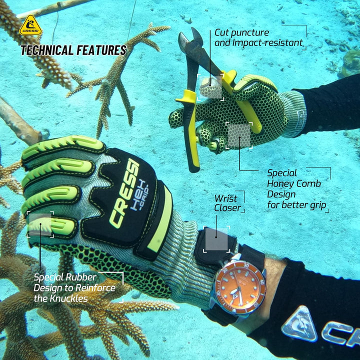 Cressi Unisex-Adult Hex Grip Gloves Tauchhandschuhe XS, XS
