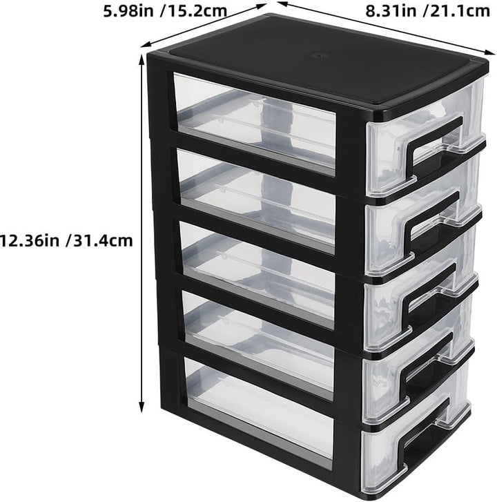 YARNOW Schubladenbox Schubladencontainer Organizer schwarz 5 Schubladen Kunststoff Aufbewahrungsbehä