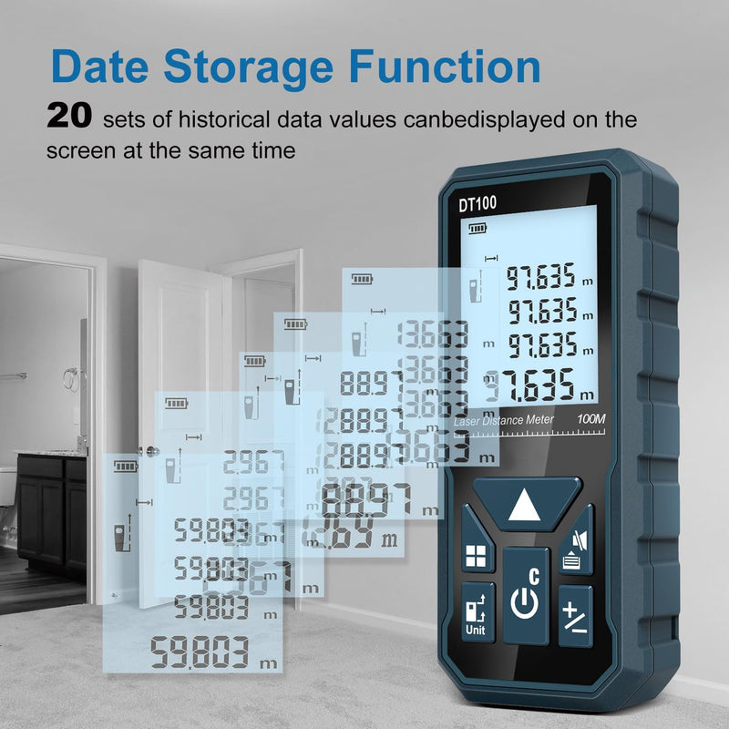 Entfernungsmesser, HANMATEK DT100 100M Digitales Laser Entfernungsmesse mit LCD Hintergrundbeleuchtu