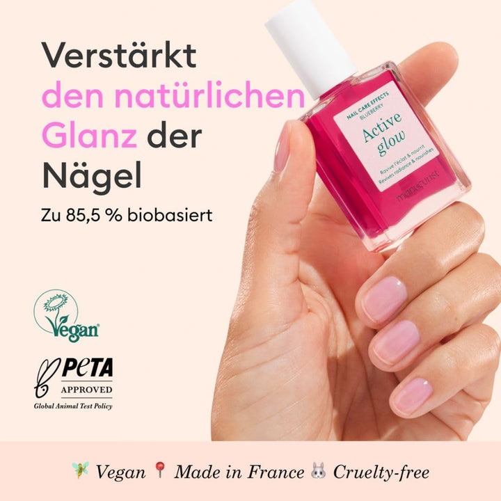 MANUCURIST Nagellack Pflege, Active Glow Blueberry (Rosa), Bio-Saft: Mandel, Heidelbeere, pflegender