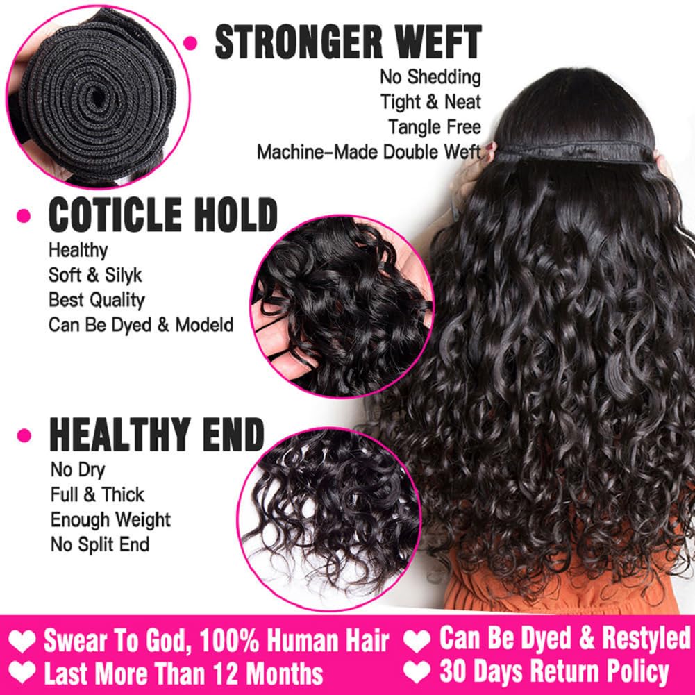 Brasilianische Locken mit Verschluss Water Wave Bundles Yavida Weben brasilianisches Menschenhaar Cu