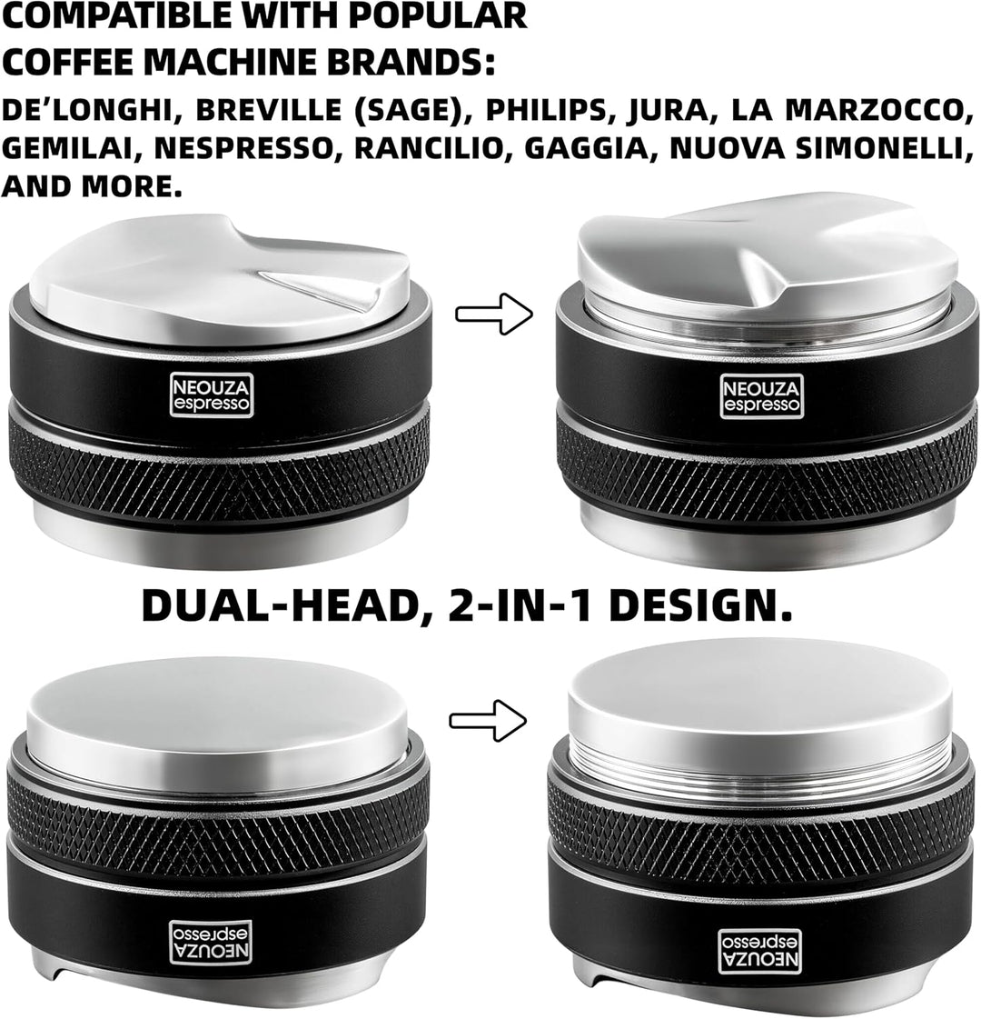 NEOUZA 51mm Coffee Distributor & Tamper 2 in 1 Double Head Coffee Leveller Fits 51mm Delonghi Brevil
