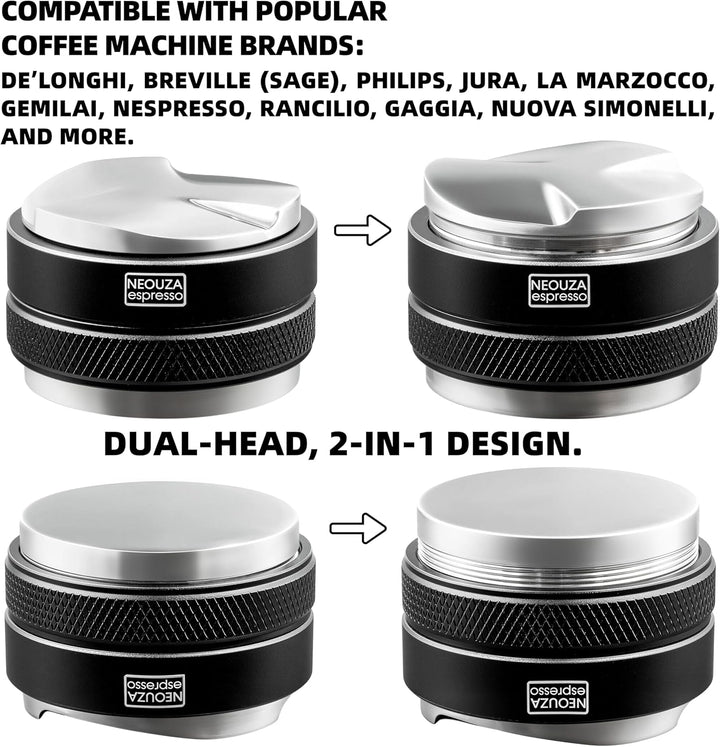 NEOUZA 51mm Coffee Distributor & Tamper 2 in 1 Double Head Coffee Leveller Fits 51mm Delonghi Brevil