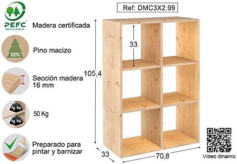 Astigarraga DMC3X2 Holzregal mit 6 Böden, Bunt, 175x76.7x43 cm