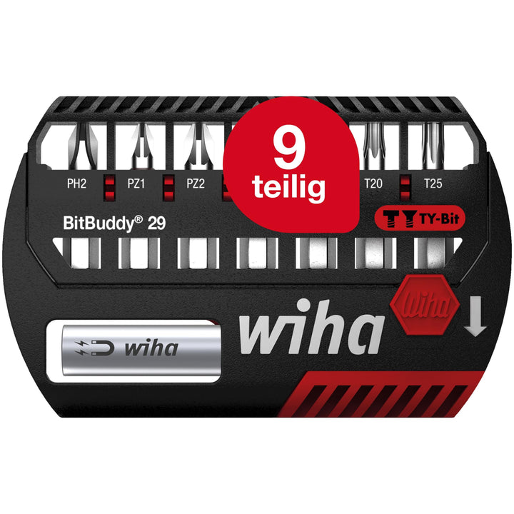 Wiha Bit Set BitBuddy 8-tlg. I TY-Bit 29 mm 1/4" C6,3 I PH,PZ,TORX I Zubehör für Schraubanwendungen