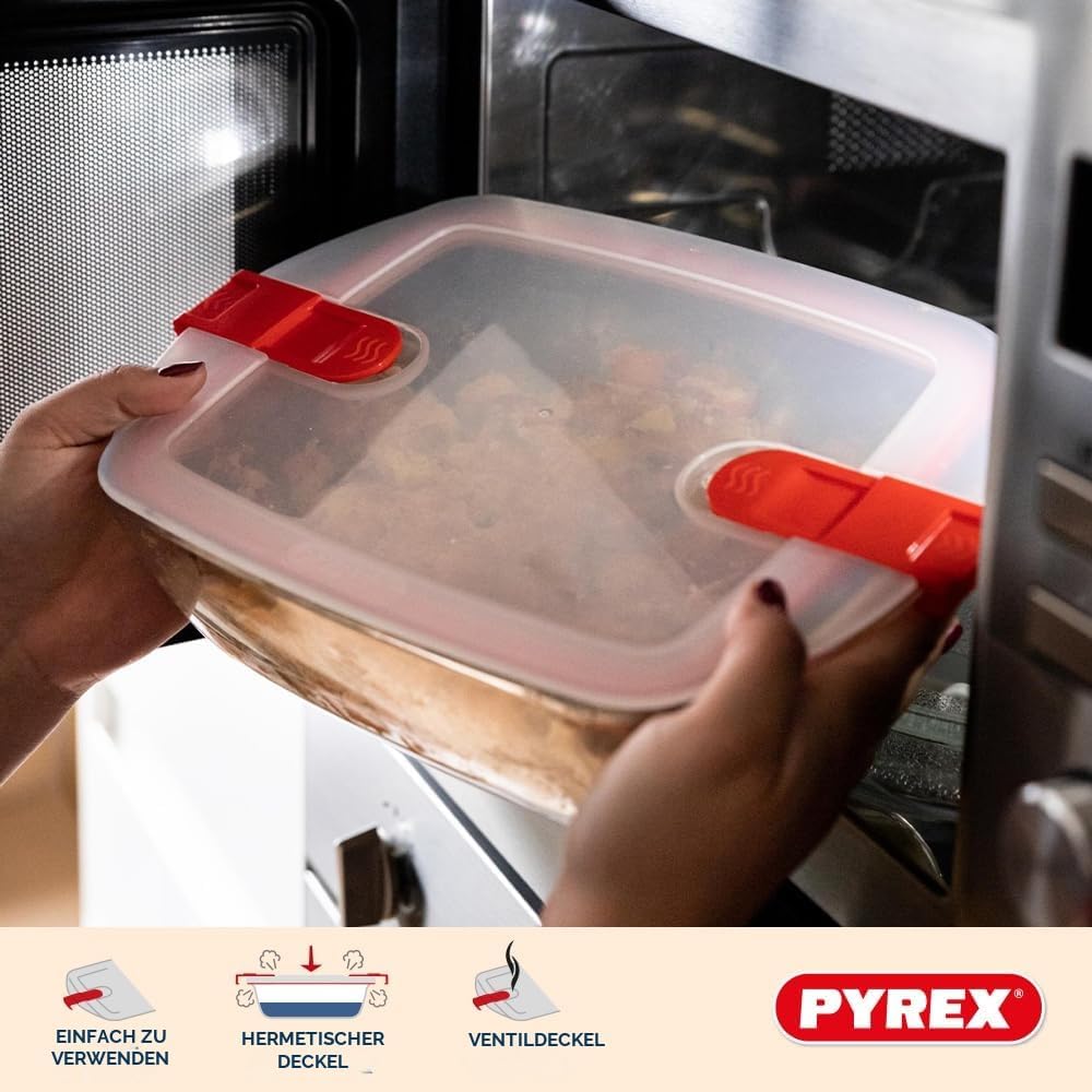 Pyrex® - Cook & Heat - 5 Stück Glasschalen mit luftdichten Deckeln, mikrowellengeeignet, BPA-frei