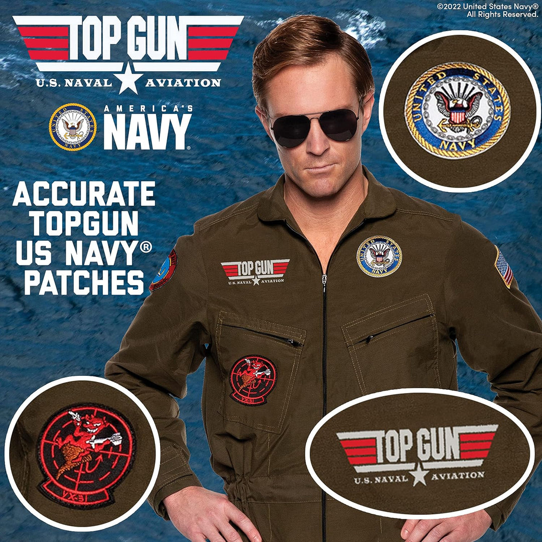 UNDERWRAPS US Navy Top Gun Men's Jumpsuit Fancy Dress Costume 2X-Large
