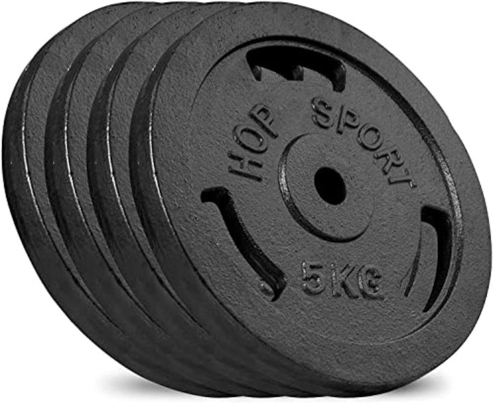 Hop-Sport 20 kg Gusseisen Hantelscheiben 30mm Set 4 x 5 kg / 2 x 10 kg - Guss Gewichte Hantel Set 30