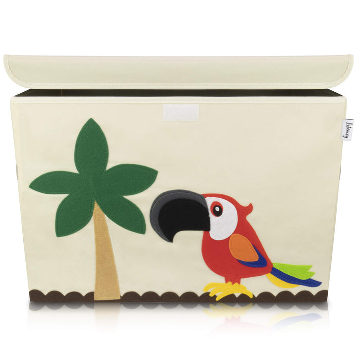 Aufbewahrungsbox Kinder gross 51 x 36 x 36 I Spielzeugkiste I Kiste mit Deckel für Kinderzimmer I Au