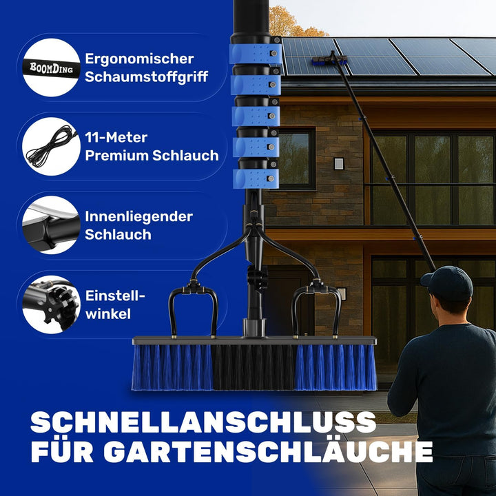 BoomDing Teleskop Waschbürste mit Photovoltaik Schneeschieber – 5,8m – All-in-One Reinigungsset mit
