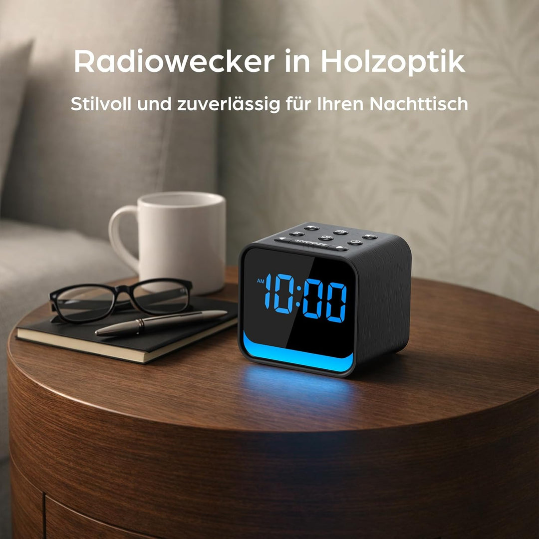 Radiowecker mit Naturklängen & dimmbarer LED-Anzeige – digitaler Wecker mit Nachtlicht, sanftes Aufw