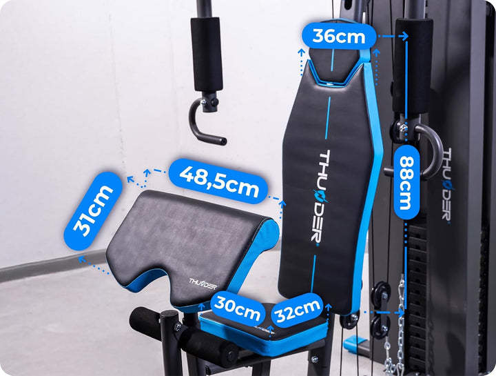 THUNDER Multifunktionale Kraftstation Home Gym Fitnessstation mit Kabelzug & Muskelaufbau Training F
