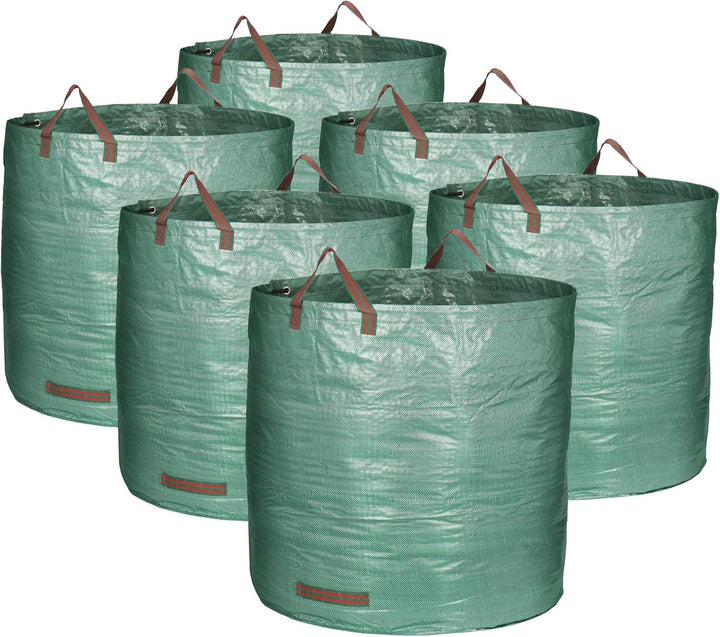 com-four® 6x Gartenabfallsack XXL - faltbarer Gartensack mit Tragegriffen - reissfeste Falttonne für
