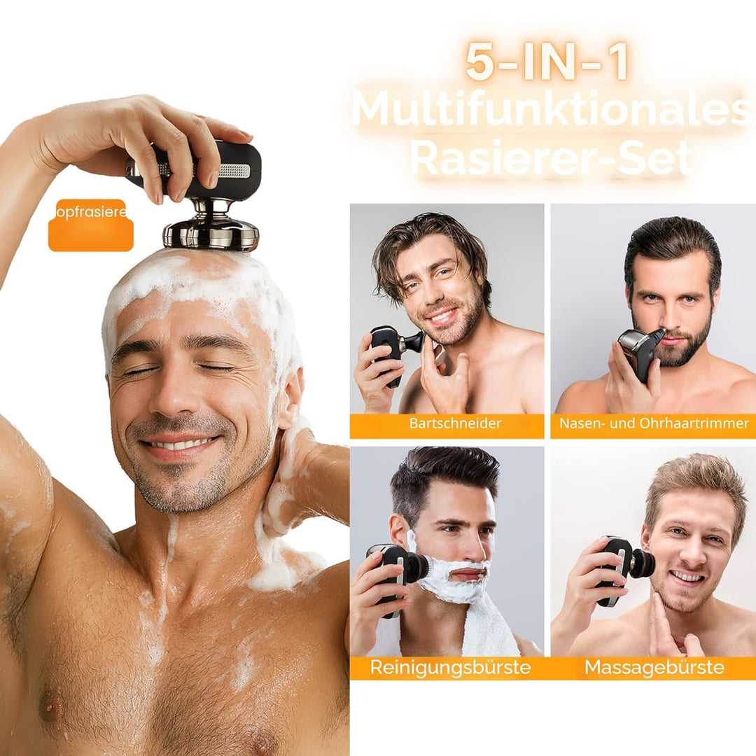 BarberBoss Glatzen Rasierer Herren, Magnetischer Rotationsrasierer, 7D Glatzenrasierer für Männer, 5