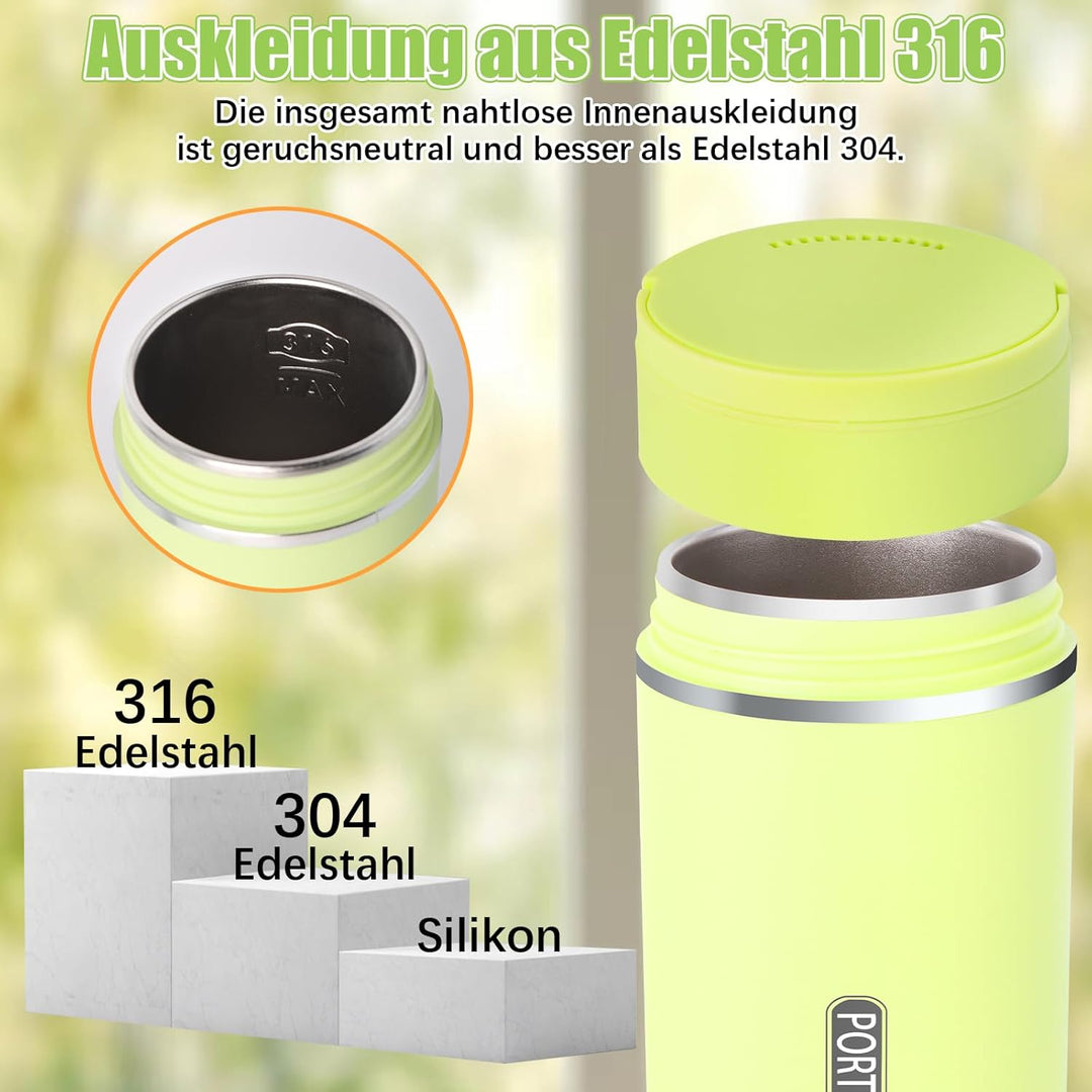 Reise Wasserkocher Klein Elektrische, 500ML/300W Tragbarer Wasserkocher Mini Wassertasse Edelstahl 3