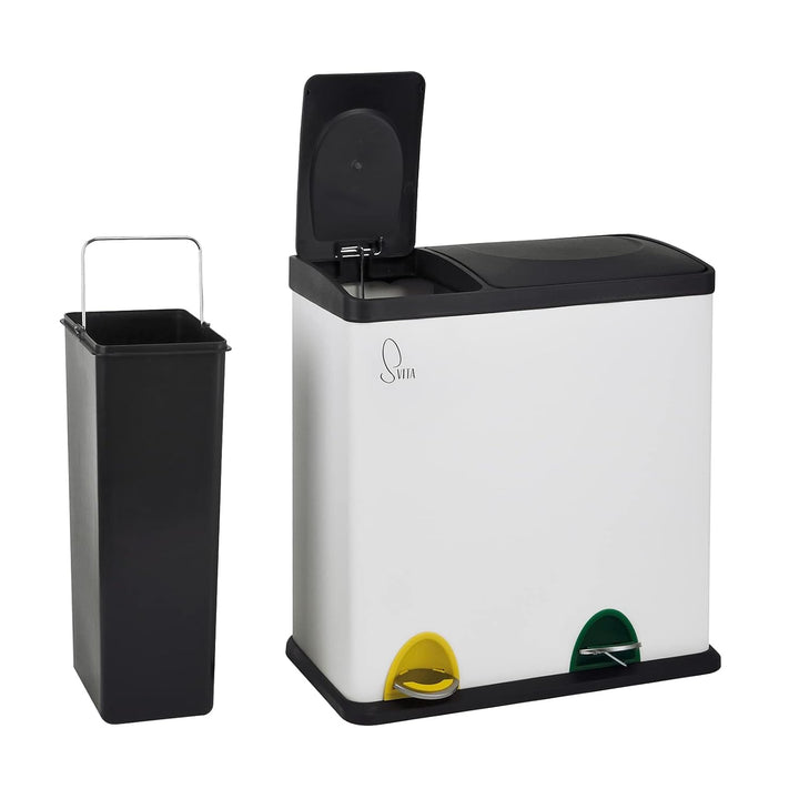 SVITA TC2Combo35 Mülleimer 35Liter Stahl (Weiss), Weiss