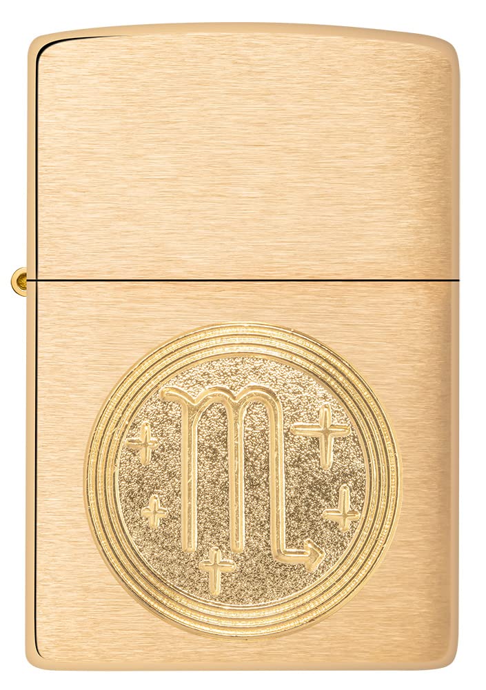 Zippo Scorpio Emblem Brass Brushed Sturmfeuerzeug, befüllbar, in hochwertiger Geschenkbox 60006104 S