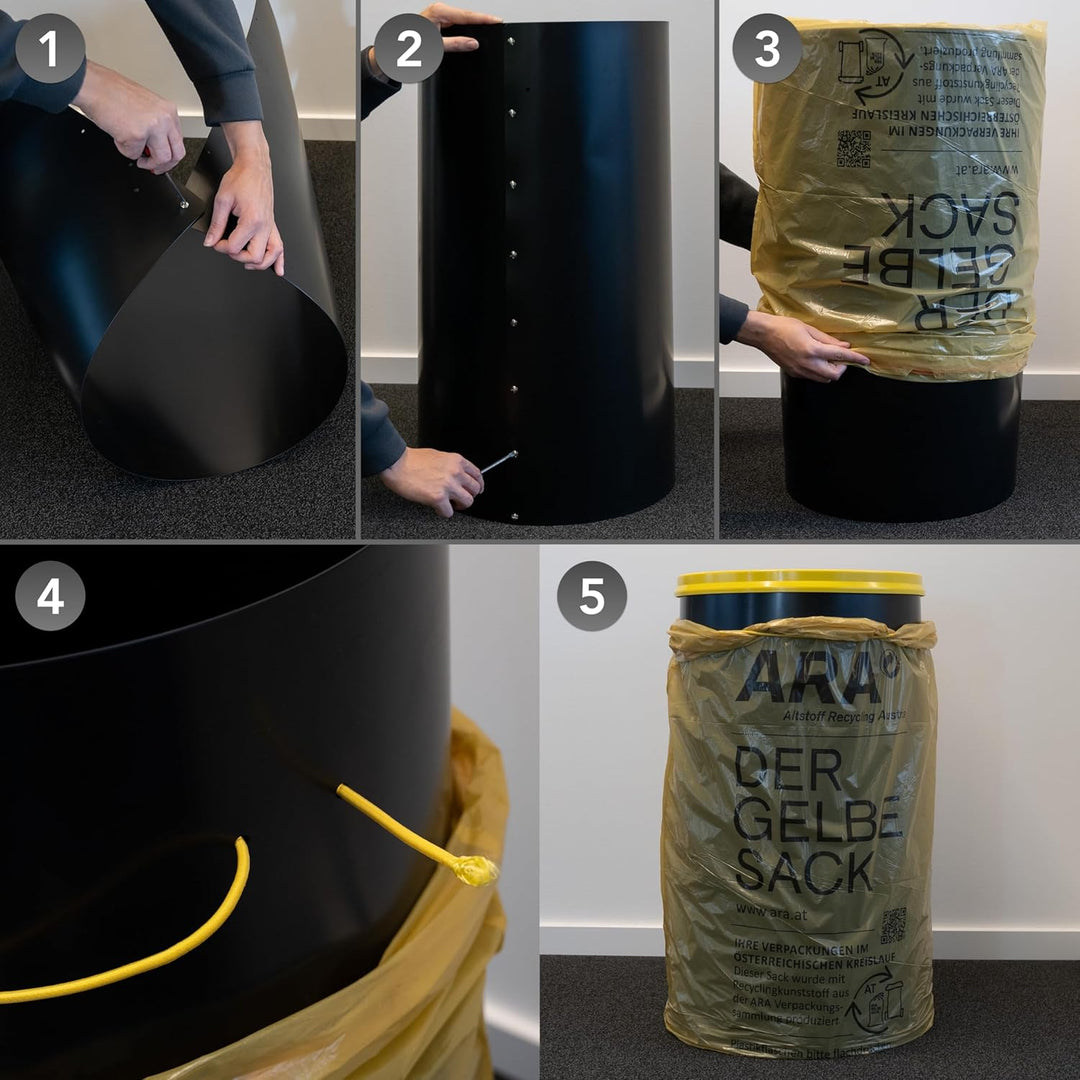 Sacktonne XXL für österreichische Gelbe Säcke (110-120L) – Robuster Bausatz mit Gummihalterung – Lan