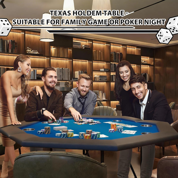 Garvee Professioneller Poker Tisch für 8 Spieler – Klappbarer Oktagon Spieltisch mit Edelstahl-Geträ