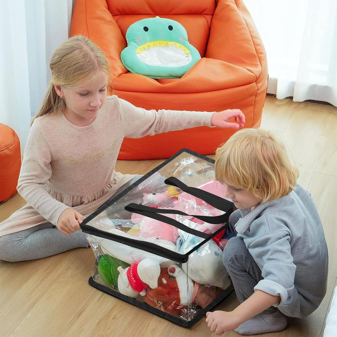 Vieshful 3 Stück Transparente Plastik Aufbewahrungstasche, 60L Organizer Aufbewahrungsbox Kleiderauf
