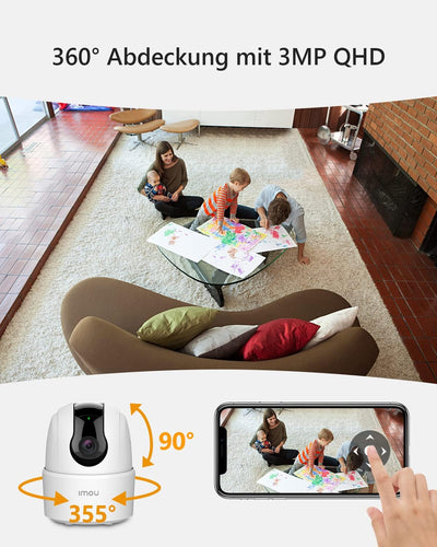 Imou 2K Überwachungskamera Innen 360° WLAN Baby Kamera mit AI Personen-/Geräusch-/Bewegungserkennung