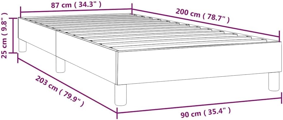 vidaXL Boxspringbett, Bettgestell mit Lattenrost, Bett Polsterbett mit Stützbeinen, Einzelbett Schla