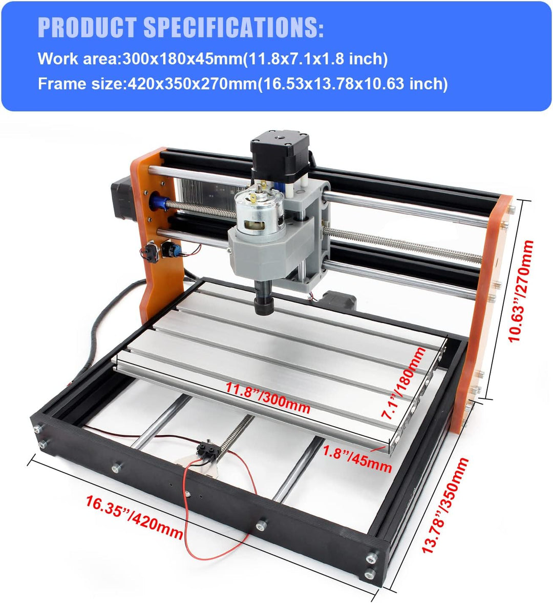 RATTMMOTOR Upgrade CNC 3018 Pro,3 Achsen GRBL Steuerung,mit X Y Z Achse Limiter+Not-Aus Funktion,DIY